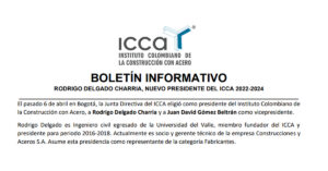 Boletín Informativo – Rodrigo Delgado Charria, Nuevo presidente del ICCA 2022-2024